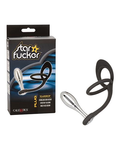 Star Fucker Teardrop Gem Plug w/Silicone Enhancer - Black Shipmysextoys