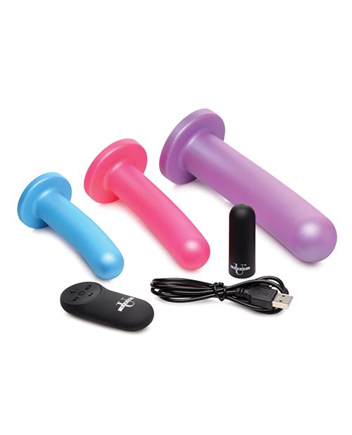 Strap U Triple Peg 28X Vibrating Silicone Dildo Set Shipmysextoys