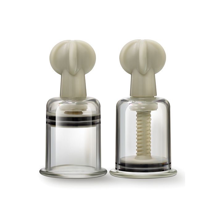 Temptasia Clit & Nipple Large Twist Suckers - Clear Set of 2 Shipmysextoys