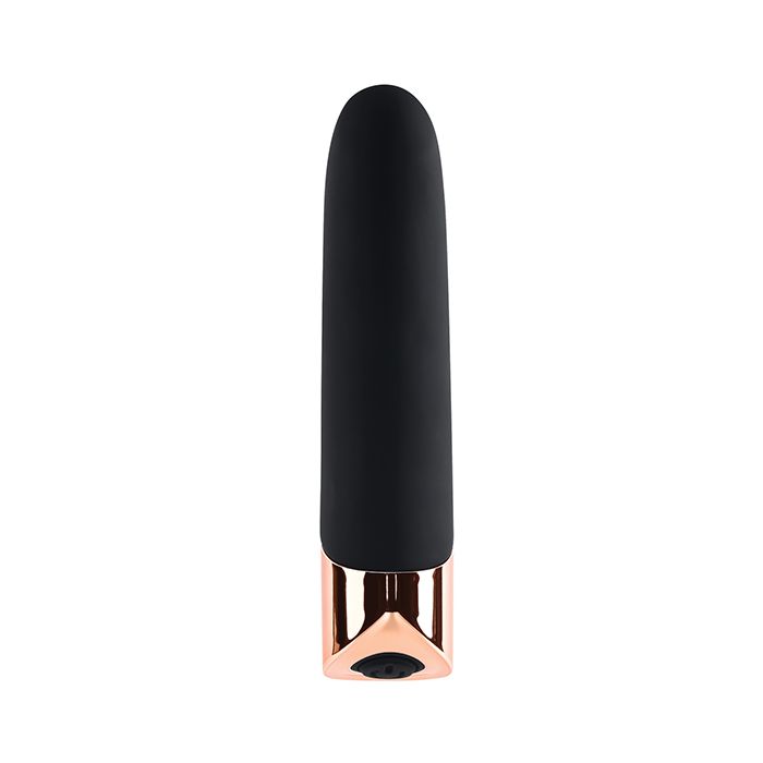 The Gold Standard Rechargeable Silicone Bullet - Black/Rose Gold Shipmysextoys