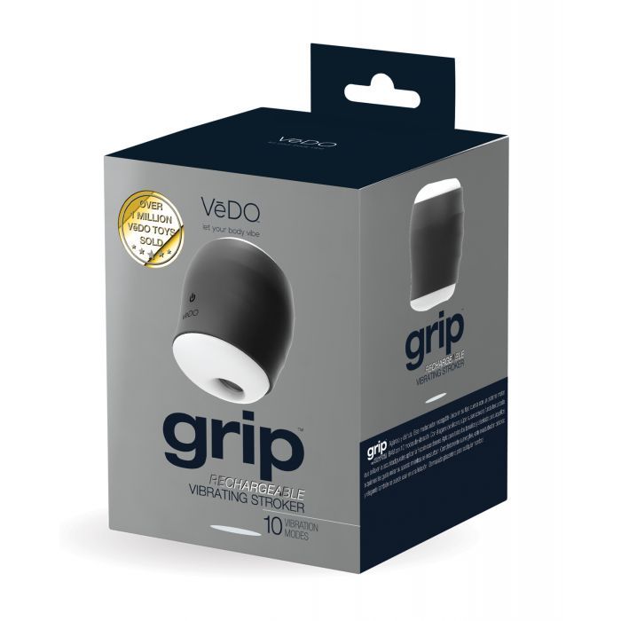 VeDO Grip Rechargeable Vibrating Sleeve - Just Black Shipmysextoys
